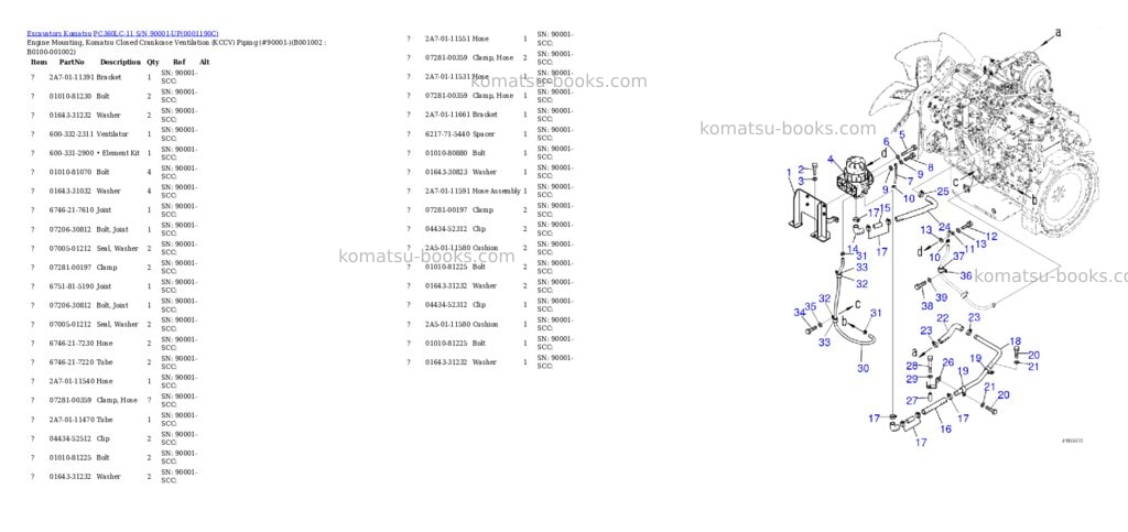 Komatsu PC360LC-11 S/N 90001-UP Parts catalog cover Komatsu PC360LC-11 S/N 90001-UP Parts catalog cover