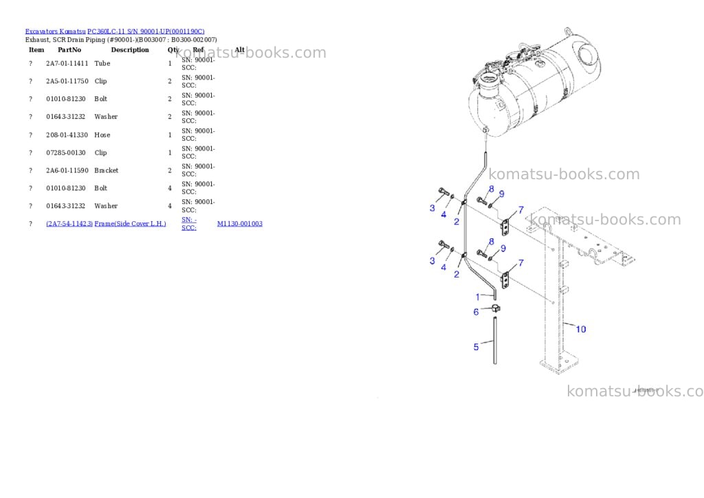 Komatsu PC360LC-11 S/N 90001-UP Parts catalog cover Page 10 Komatsu PC360LC-11 S/N 90001-UP Parts catalog cover Page 10