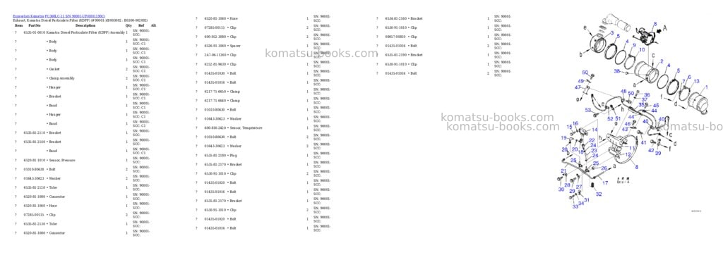 Komatsu PC360LC-11 S/N 90001-UP Parts catalog cover Page 5 Komatsu PC360LC-11 S/N 90001-UP Parts catalog cover Page 5