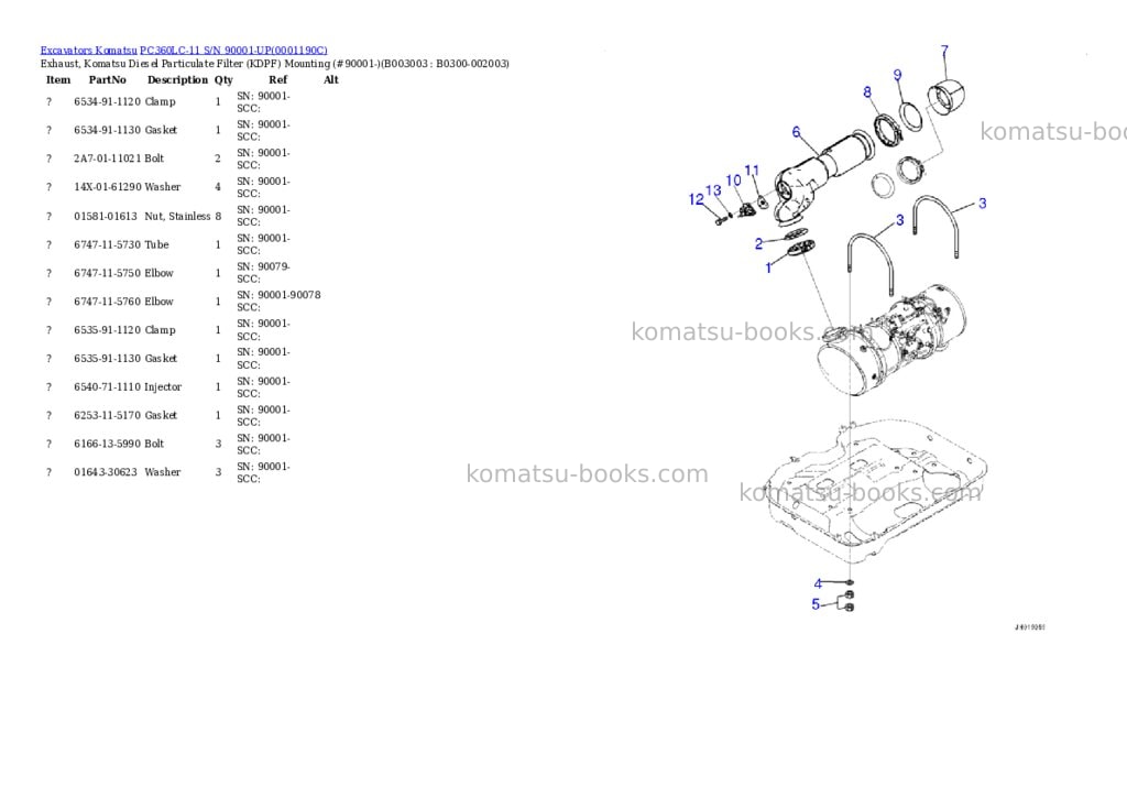 Komatsu PC360LC-11 S/N 90001-UP Parts catalog cover Page 6 Komatsu PC360LC-11 S/N 90001-UP Parts catalog cover Page 6