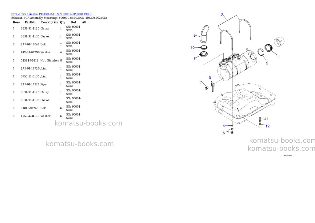 Komatsu PC360LC-11 S/N 90001-UP Parts catalog cover Page 8 Komatsu PC360LC-11 S/N 90001-UP Parts catalog cover Page 8