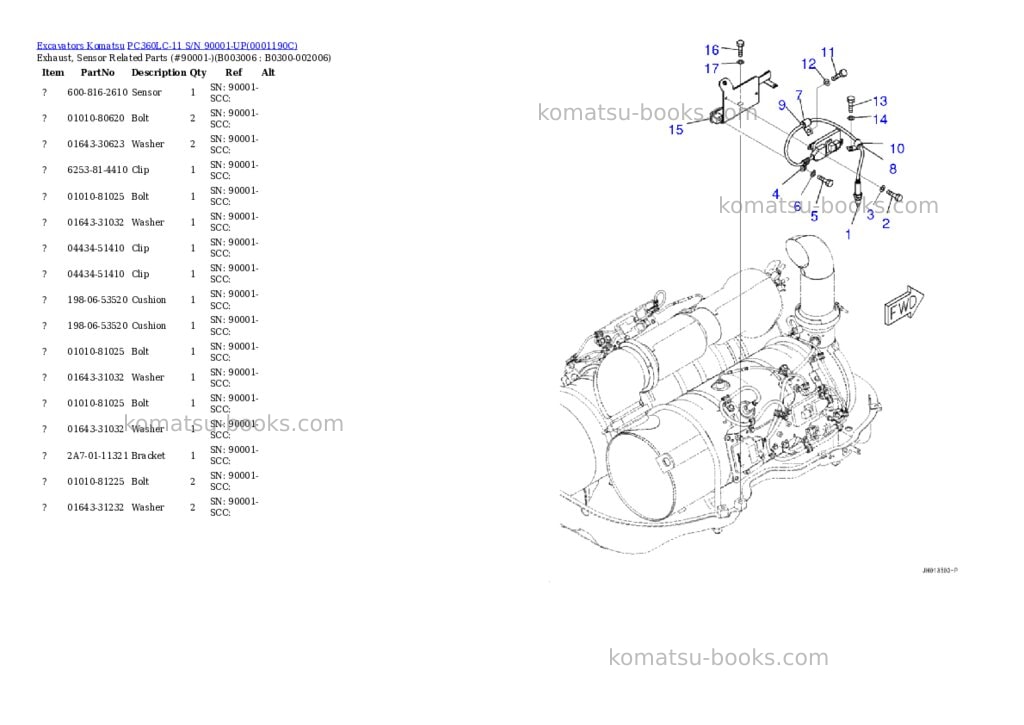 Komatsu PC360LC-11 S/N 90001-UP Parts catalog cover Page 9 Komatsu PC360LC-11 S/N 90001-UP Parts catalog cover Page 9