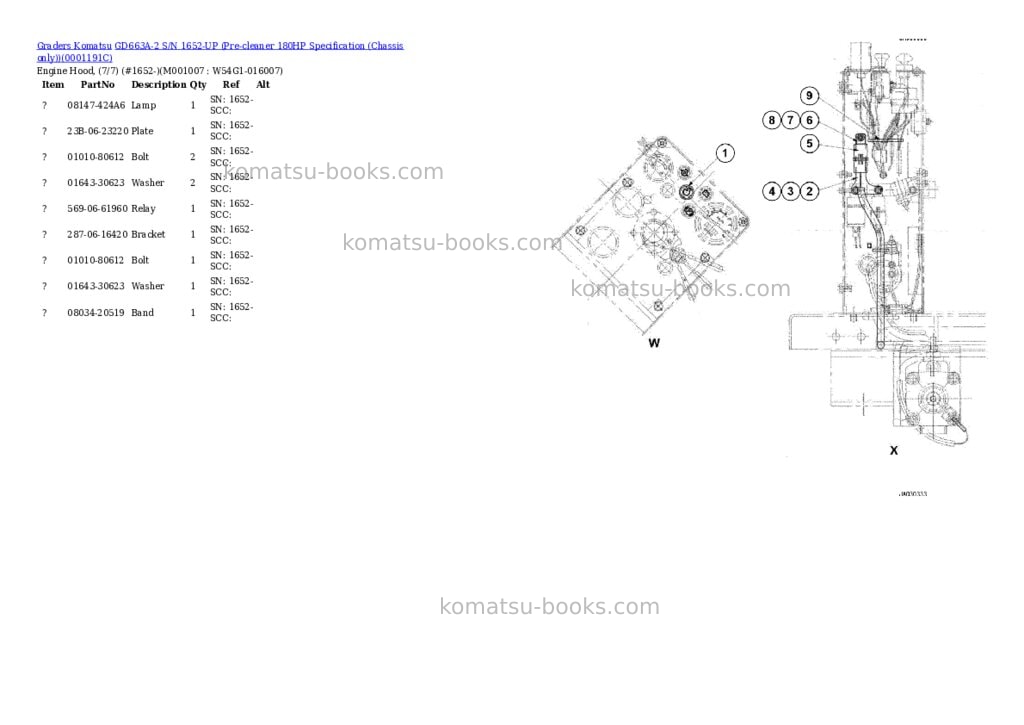 Komatsu gd663a-2 s/n 1652-up pre-cleaner 180hp chassis only Parts catalog cover Page 6