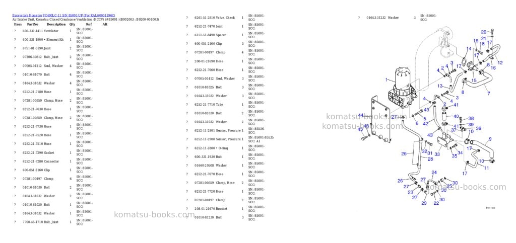 Komatsu PC490LC-11 S/N 85001-UP (For KAL) Parts catalog cover Page 3