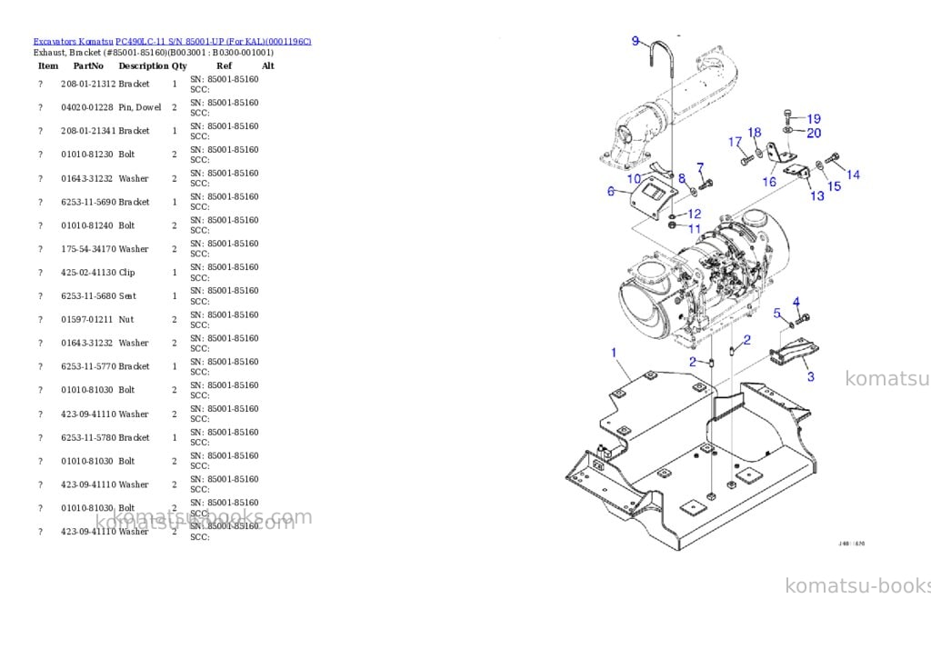 Komatsu PC490LC-11 S/N 85001-UP (For KAL) Parts catalog cover Page 4
