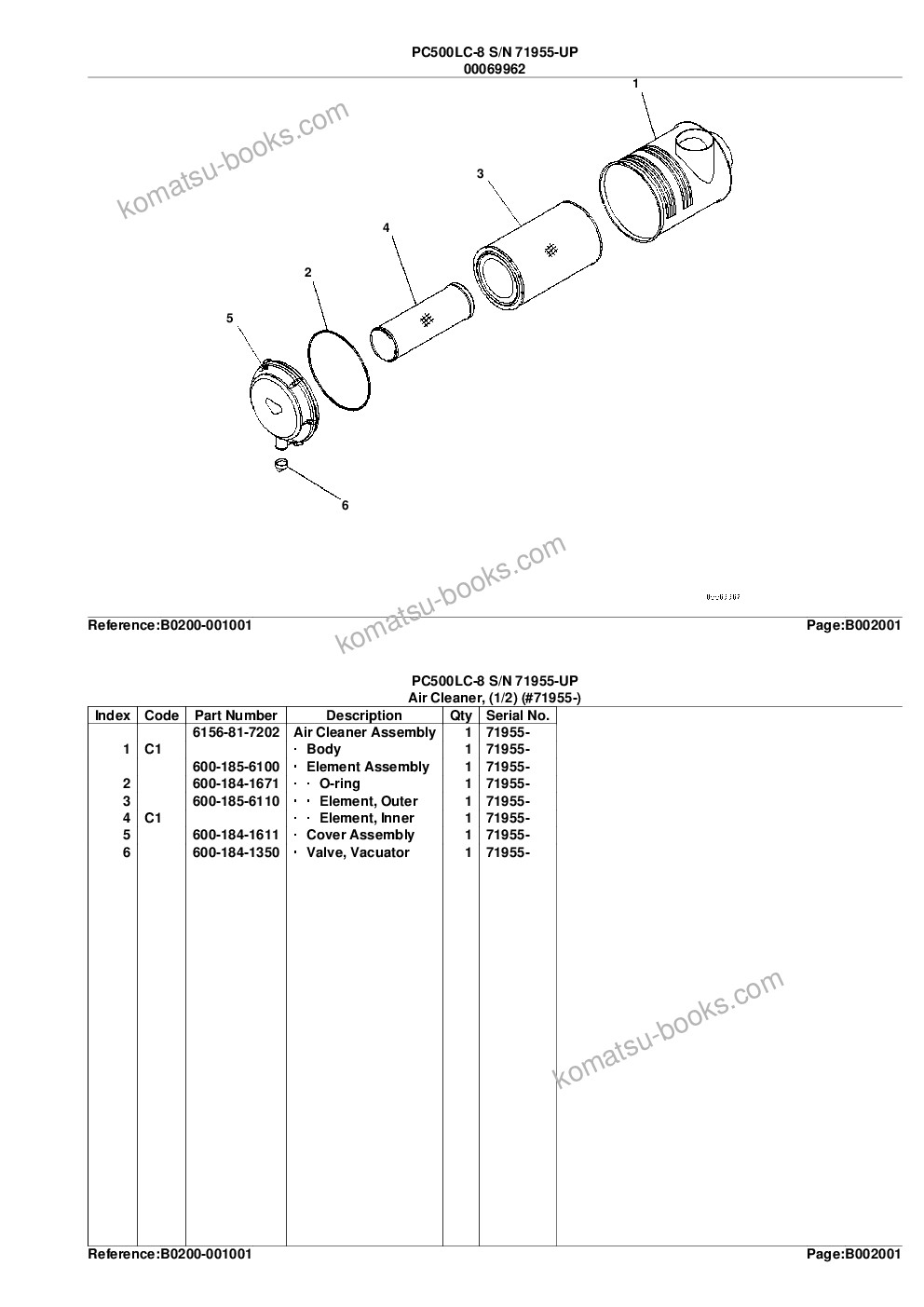 Komatsu pc500lc-8 s/n 71955-up Parts catalog cover Page 6 Komatsu pc500lc-8 s/n 71955-up Parts catalog cover Page 6