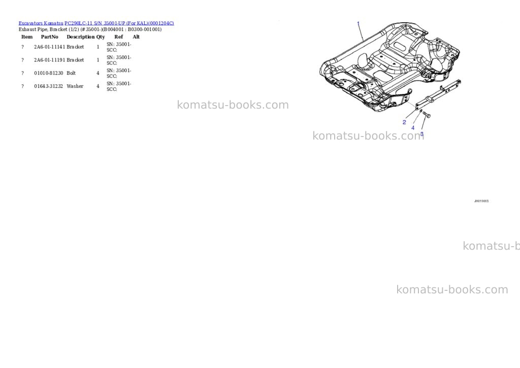 Komatsu PC290LC-11 S/N 35001-UP (For KAL) Parts catalog cover Page 9 Komatsu PC290LC-11 S/N 35001-UP (For KAL) Parts catalog cover Page 9