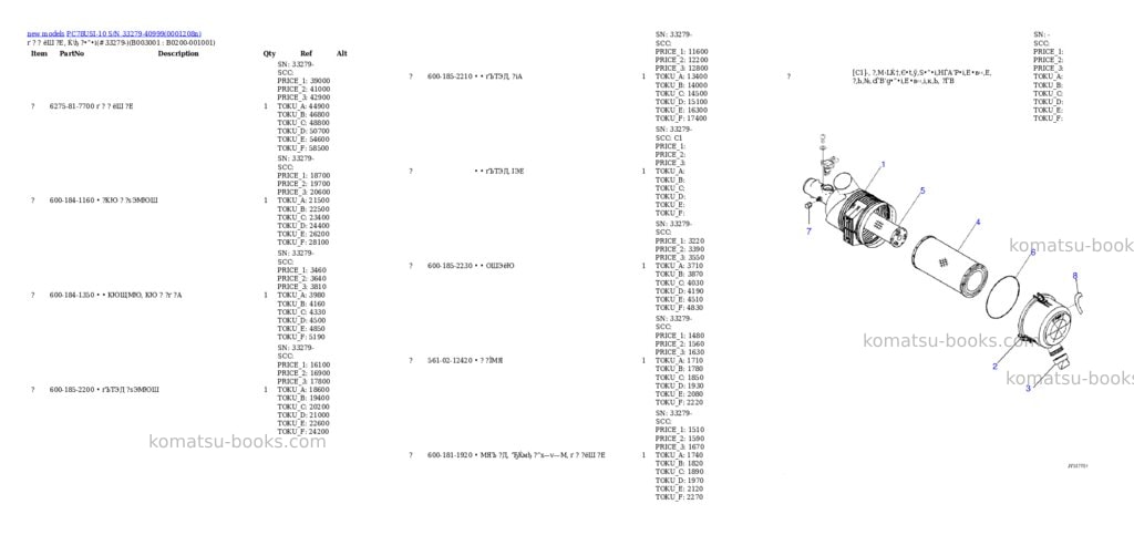 Komatsu PC78USI-10 S/N 33279-40999 Parts catalog cover Page 3