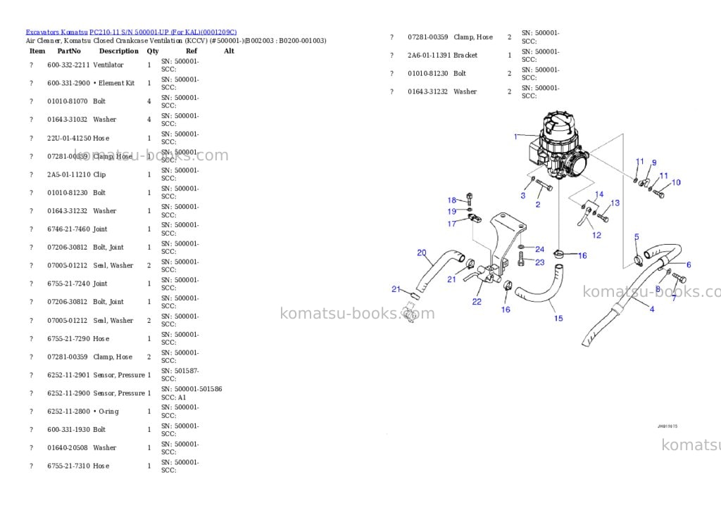 Komatsu PC210-11 S/N 500001-UP (For KAL) Parts catalog cover Page 4 Komatsu PC210-11 S/N 500001-UP (For KAL) Parts catalog cover Page 4