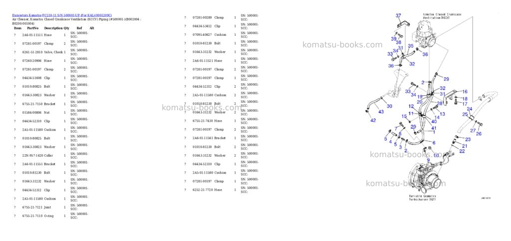 Komatsu PC210-11 S/N 500001-UP (For KAL) Parts catalog cover Page 5 Komatsu PC210-11 S/N 500001-UP (For KAL) Parts catalog cover Page 5