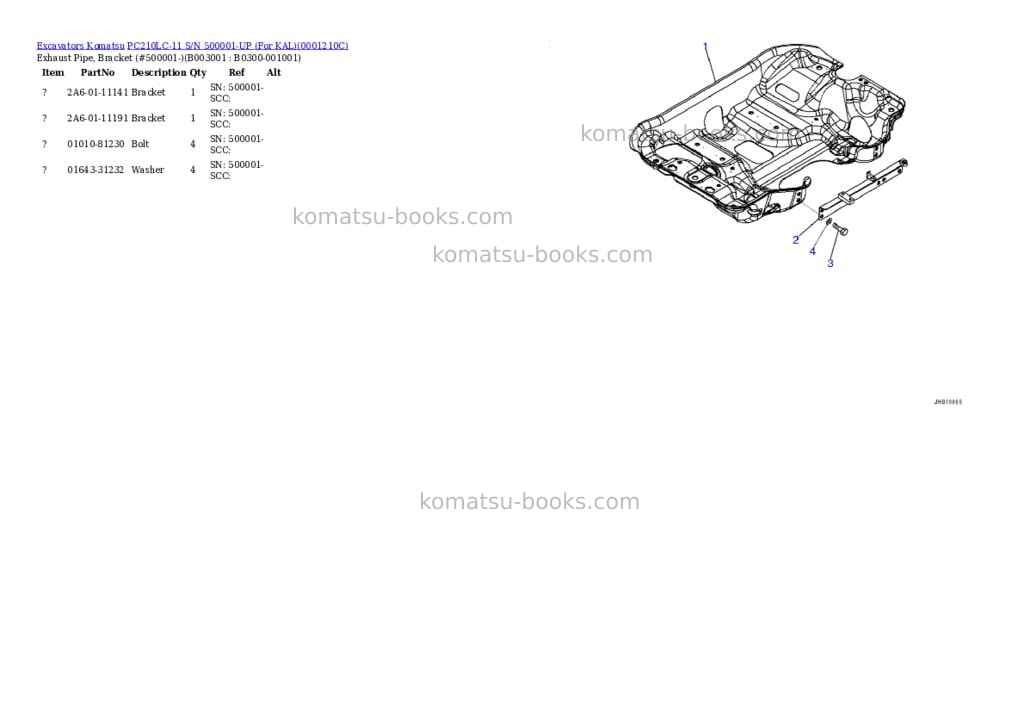 Komatsu PC210LC-11 S/N 500001-UP (For KAL) Parts catalog cover Page 5