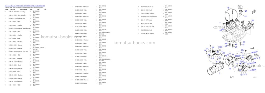 Komatsu PC210LC-11 S/N 500001-UP (For KAL) Parts catalog cover Page 6