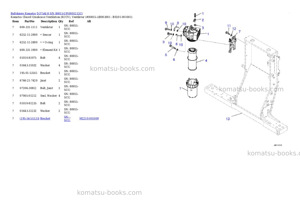 Komatsu d375ai-8 s/n 80015-up Parts catalog cover Page 3 Komatsu d375ai-8 s/n 80015-up Parts catalog cover Page 3