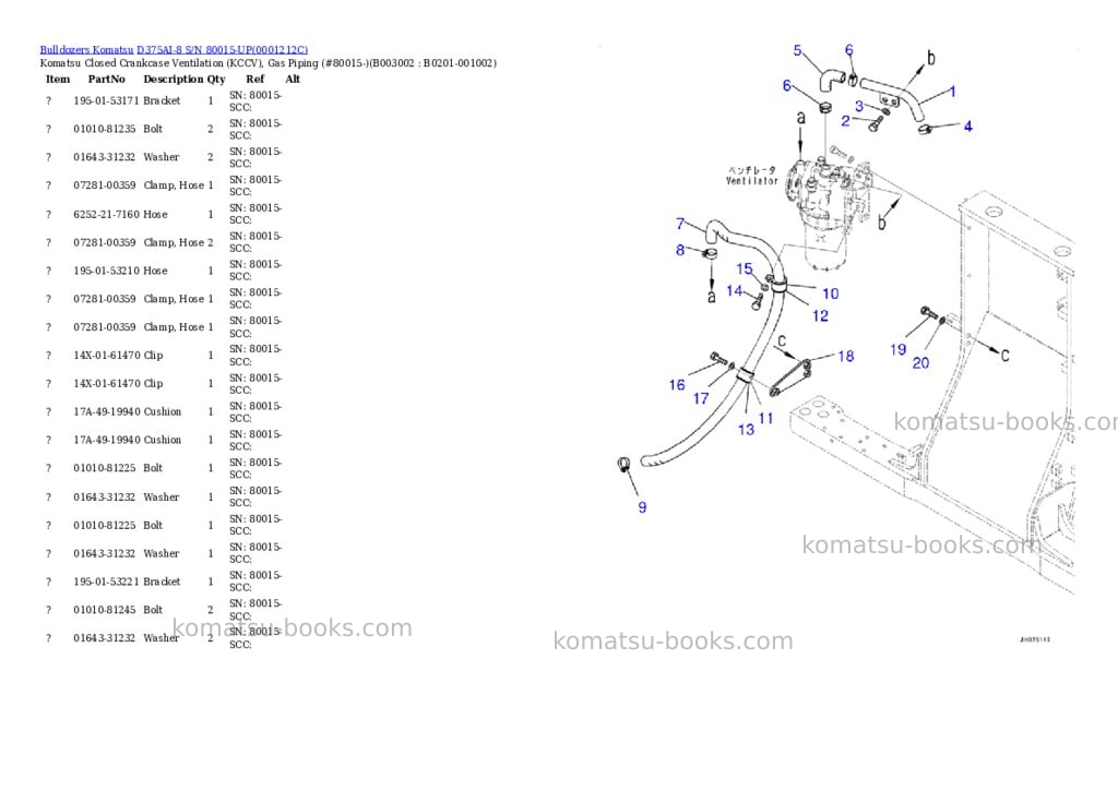Komatsu d375ai-8 s/n 80015-up Parts catalog cover Page 4 Komatsu d375ai-8 s/n 80015-up Parts catalog cover Page 4