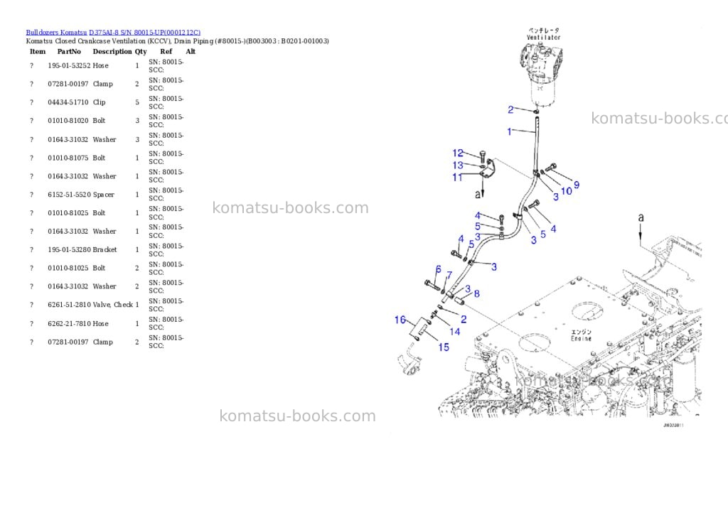 Komatsu d375ai-8 s/n 80015-up Parts catalog cover Page 5 Komatsu d375ai-8 s/n 80015-up Parts catalog cover Page 5