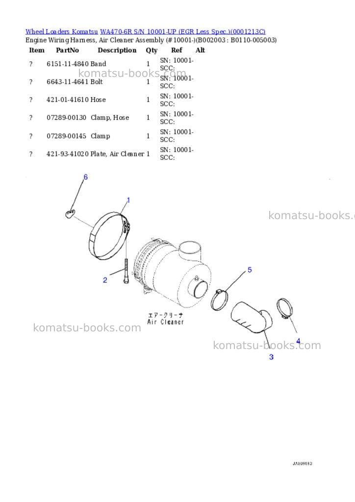 Komatsu wa470-6r s/n 10001-up egr less spec. Parts catalog cover Page 3 Komatsu wa470-6r s/n 10001-up egr less spec. Parts catalog cover Page 3