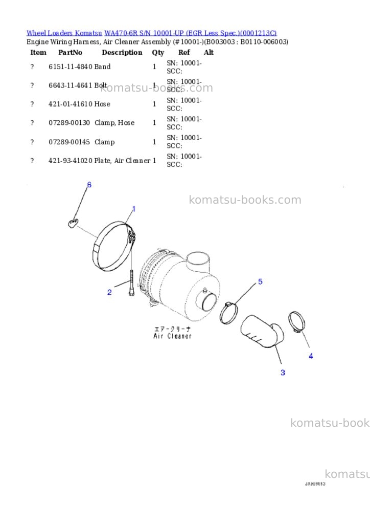 Komatsu wa470-6r s/n 10001-up egr less spec. Parts catalog cover Page 8 Komatsu wa470-6r s/n 10001-up egr less spec. Parts catalog cover Page 8