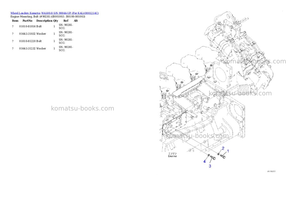Komatsu wa500-8 s/n 90044-up for kal Parts catalog cover Page 2