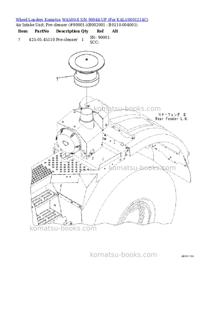 Komatsu wa500-8 s/n 90044-up for kal Parts catalog cover Page 3