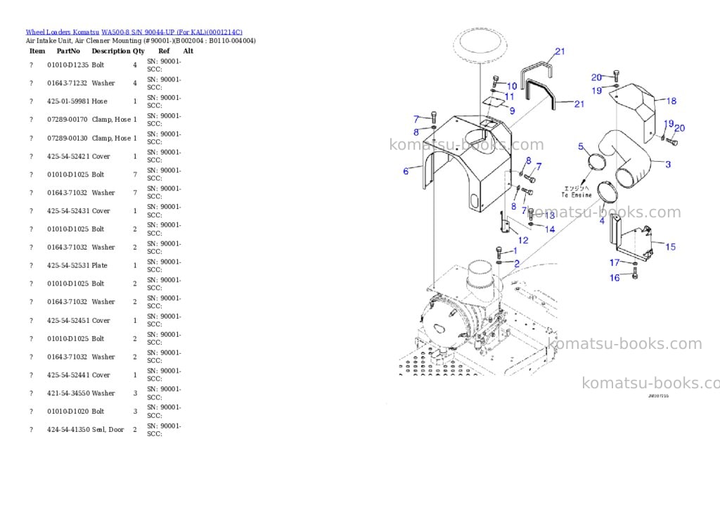 Komatsu wa500-8 s/n 90044-up for kal Parts catalog cover Page 6