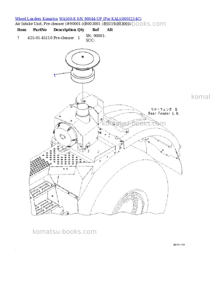 Komatsu wa500-8 s/n 90044-up for kal Parts catalog cover Page 7