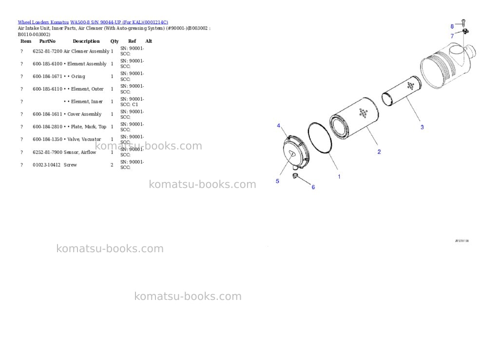 Komatsu wa500-8 s/n 90044-up for kal Parts catalog cover Page 8