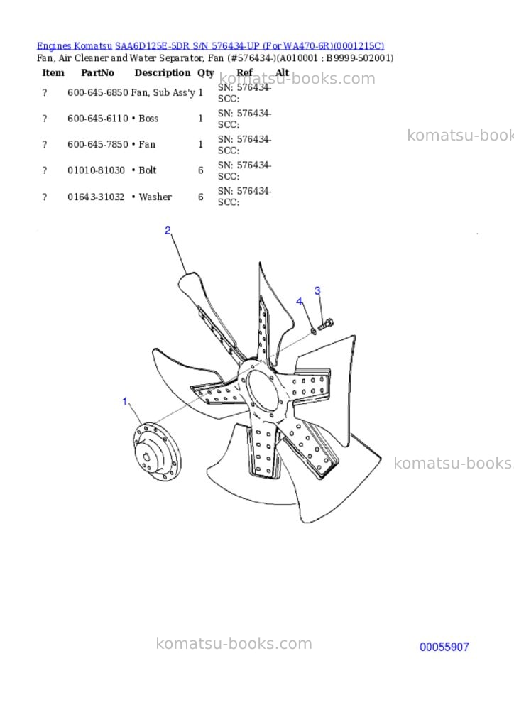 Komatsu saa6d125e-5dr s/n 576434-up for wa470-6r Parts catalog cover Page 10