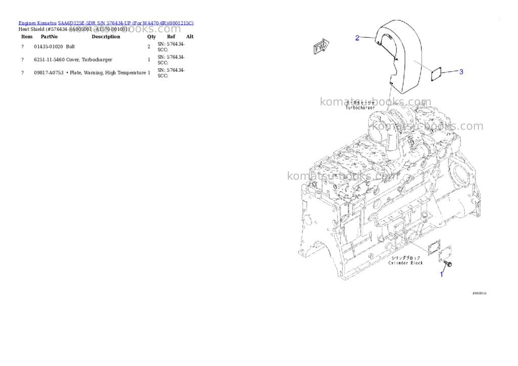 Komatsu saa6d125e-5dr s/n 576434-up for wa470-6r Parts catalog cover Page 5