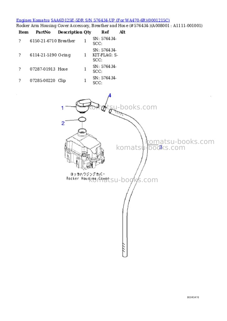 Komatsu saa6d125e-5dr s/n 576434-up for wa470-6r Parts catalog cover Page 8