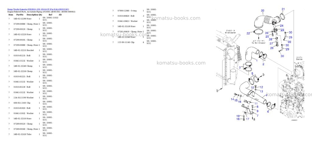 Komatsu hm300-5 s/n 10555-up for kal Parts catalog cover Page 2