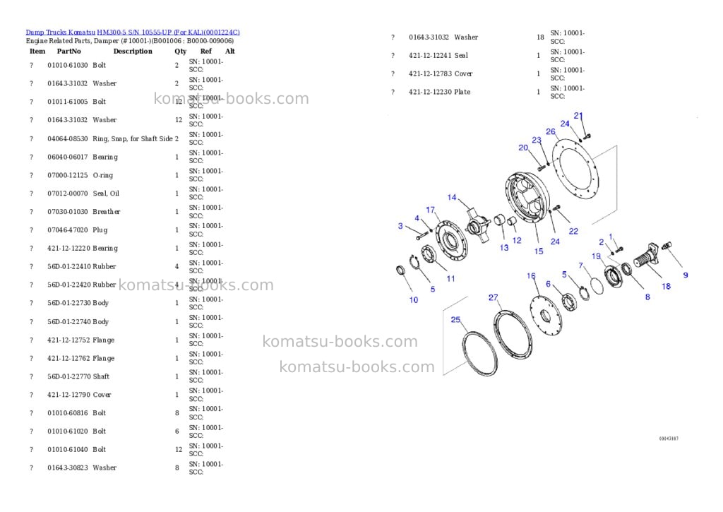 Komatsu hm300-5 s/n 10555-up for kal Parts catalog cover Page 5