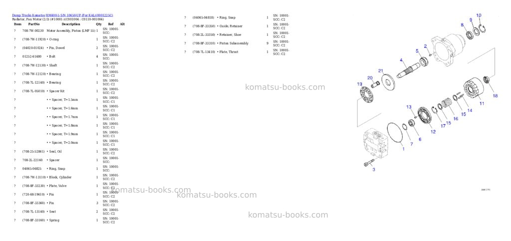 Komatsu hm400-5 s/n 10650-up for kal Parts catalog cover Page 10
