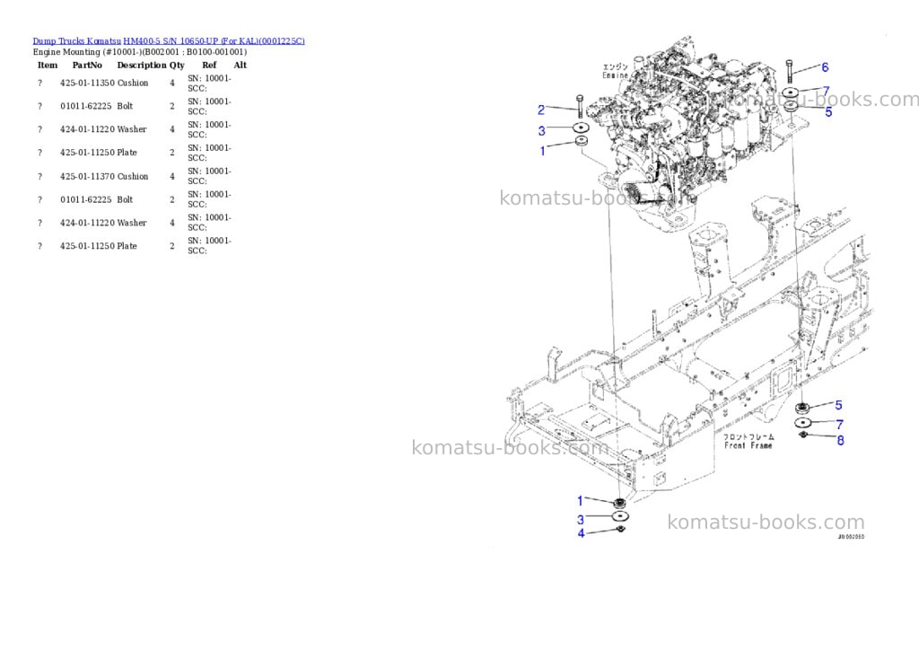 Komatsu hm400-5 s/n 10650-up for kal Parts catalog cover Page 4