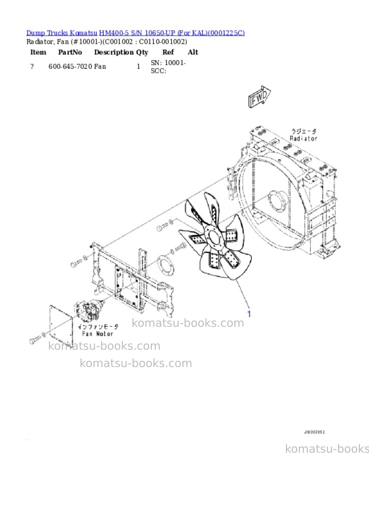 Komatsu hm400-5 s/n 10650-up for kal Parts catalog cover Page 8