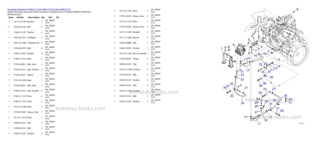 Komatsu PC360LC-11 S/N 90001-UP (For KAL) Parts catalog cover
