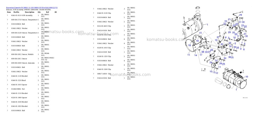 Komatsu PC360LC-11 S/N 90001-UP (For KAL) Parts catalog cover Page 7