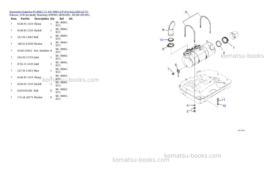 Komatsu PC360LC-11 S/N 90001-UP (For KAL) Parts catalog cover Page 8