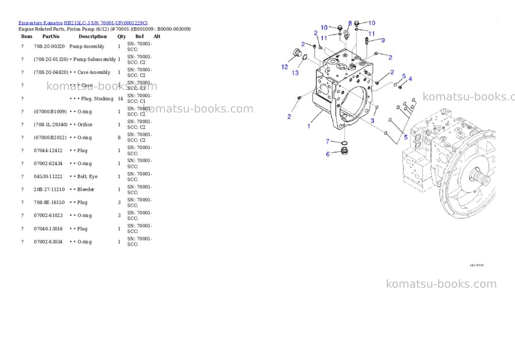 Komatsu hb215lc-3 s/n 70001-up for kal Parts catalog cover Page 8