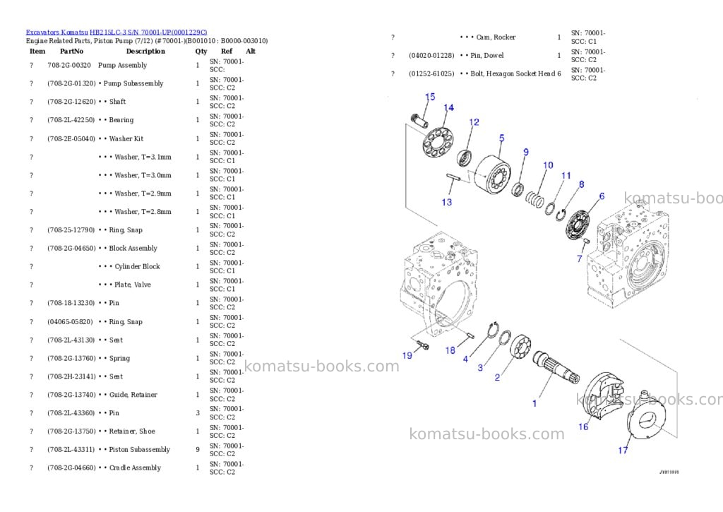 Komatsu hb215lc-3 s/n 70001-up for kal Parts catalog cover Page 9