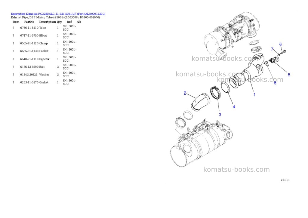Komatsu pc228uslc-11 s/n 5001-up for kal Parts catalog cover Page 10