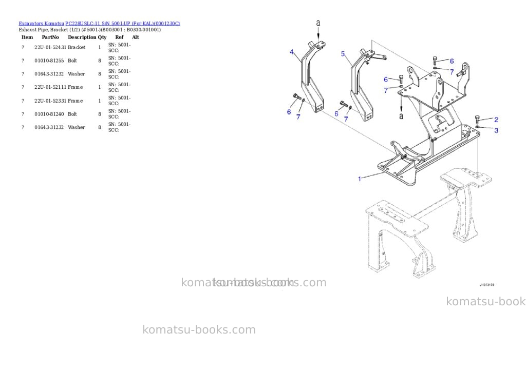 Komatsu pc228uslc-11 s/n 5001-up for kal Parts catalog cover Page 5