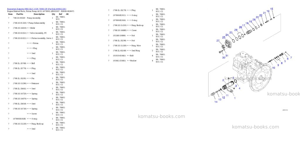 Komatsu HB215LC-3 S/N 70001-UP (For KAL) Parts catalog cover Page 6