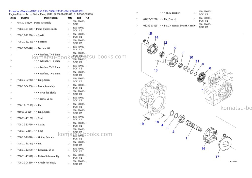 Komatsu HB215LC-3 S/N 70001-UP (For KAL) Parts catalog cover Page 9