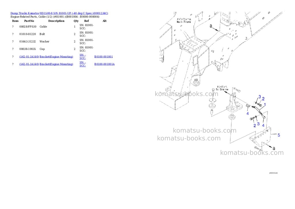 Komatsu HD1500-8 S/N 81001-UP (-40 deg C Spec.) Parts catalog cover Page 3