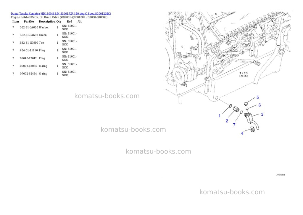 Komatsu HD1500-8 S/N 81001-UP (-40 deg C Spec.) Parts catalog cover Page 8