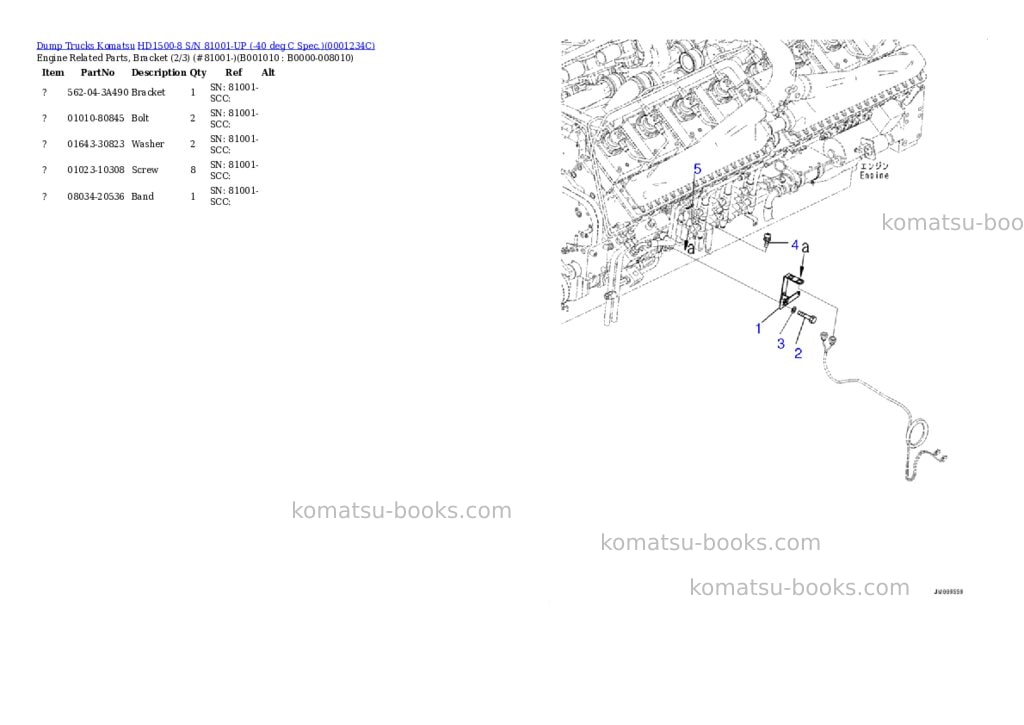 Komatsu HD1500-8 S/N 81001-UP (-40 deg C Spec.) Parts catalog cover Page 9