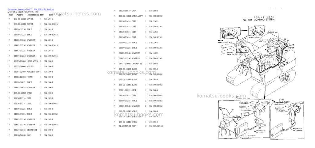 Komatsu 10-HT-1 S/N 1003-UP Parts catalog cover Page 6