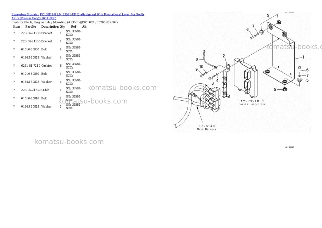 Komatsu pc138us-8 s/n 33581-up 2-attachment with proportional lever for south africachassis only Parts catalog cover Page 6 Komatsu pc138us-8 s/n 33581-up 2-attachment with proportional lever for south africachassis only Parts catalog cover Page 6