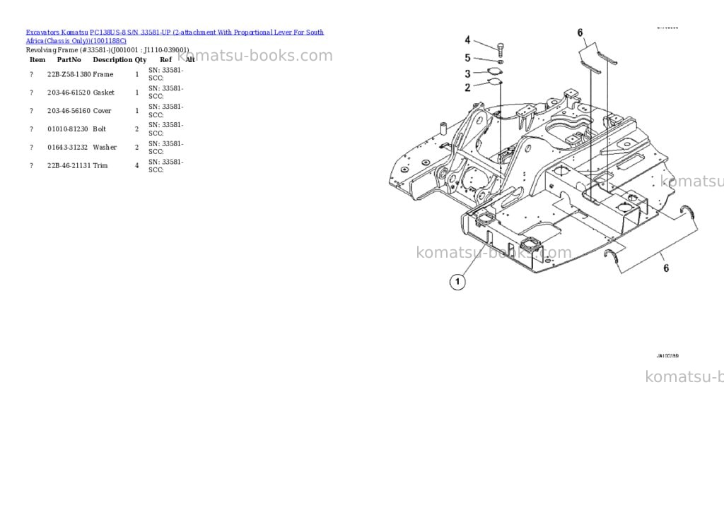 Komatsu pc138us-8 s/n 33581-up 2-attachment with proportional lever for south africachassis only Parts catalog cover Page 9 Komatsu pc138us-8 s/n 33581-up 2-attachment with proportional lever for south africachassis only Parts catalog cover Page 9