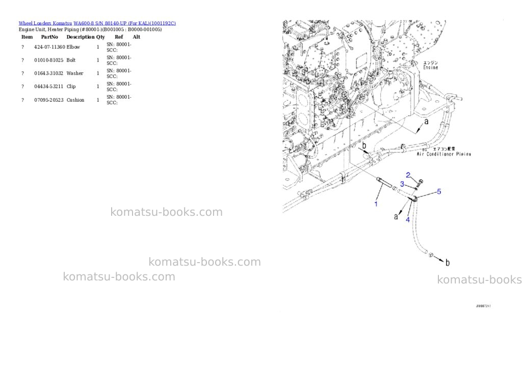 Komatsu wa600-8 s/n 80140-up for kal Parts catalog cover Page 4